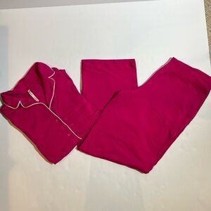 Soma Pajama Cool Nights Pajama Set Women’s Pink Button Down Collar Pockets 0824